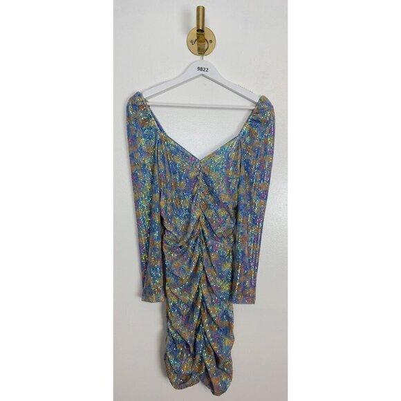 SAYLOR Lawren Floral Sequin Sparkly Long Sleeve Bodycon Minidress Size Medium - Picture 7 of 8